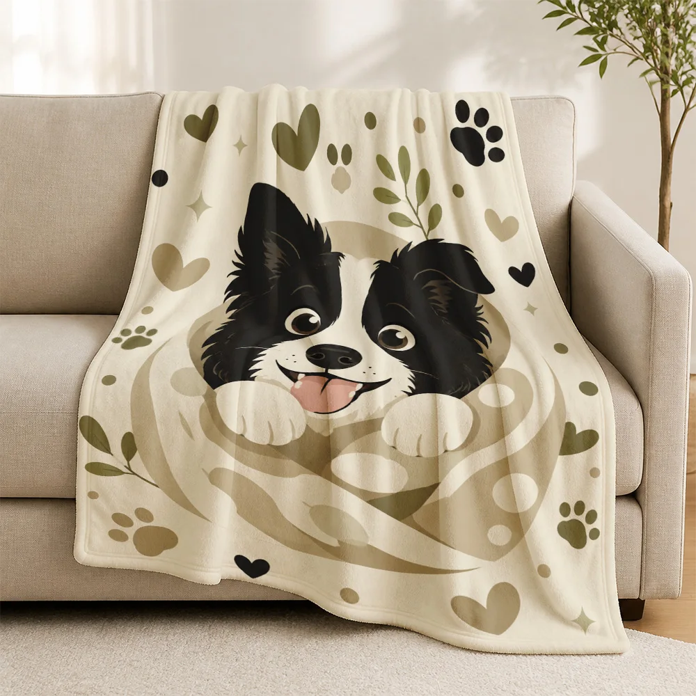 Ultra Soft Dog Puppy Paw Print Throw Blanket Cozy Sofa Couch Throw for Living Room Home Decor Cute Pet Gift Idea