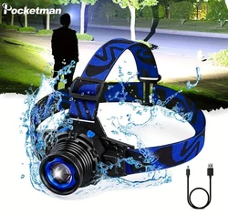 Powerful LED Headlamp 3 Modes Rechargeable Headlight Outdoor Waterproof Head Lamp Super Bright Head Light