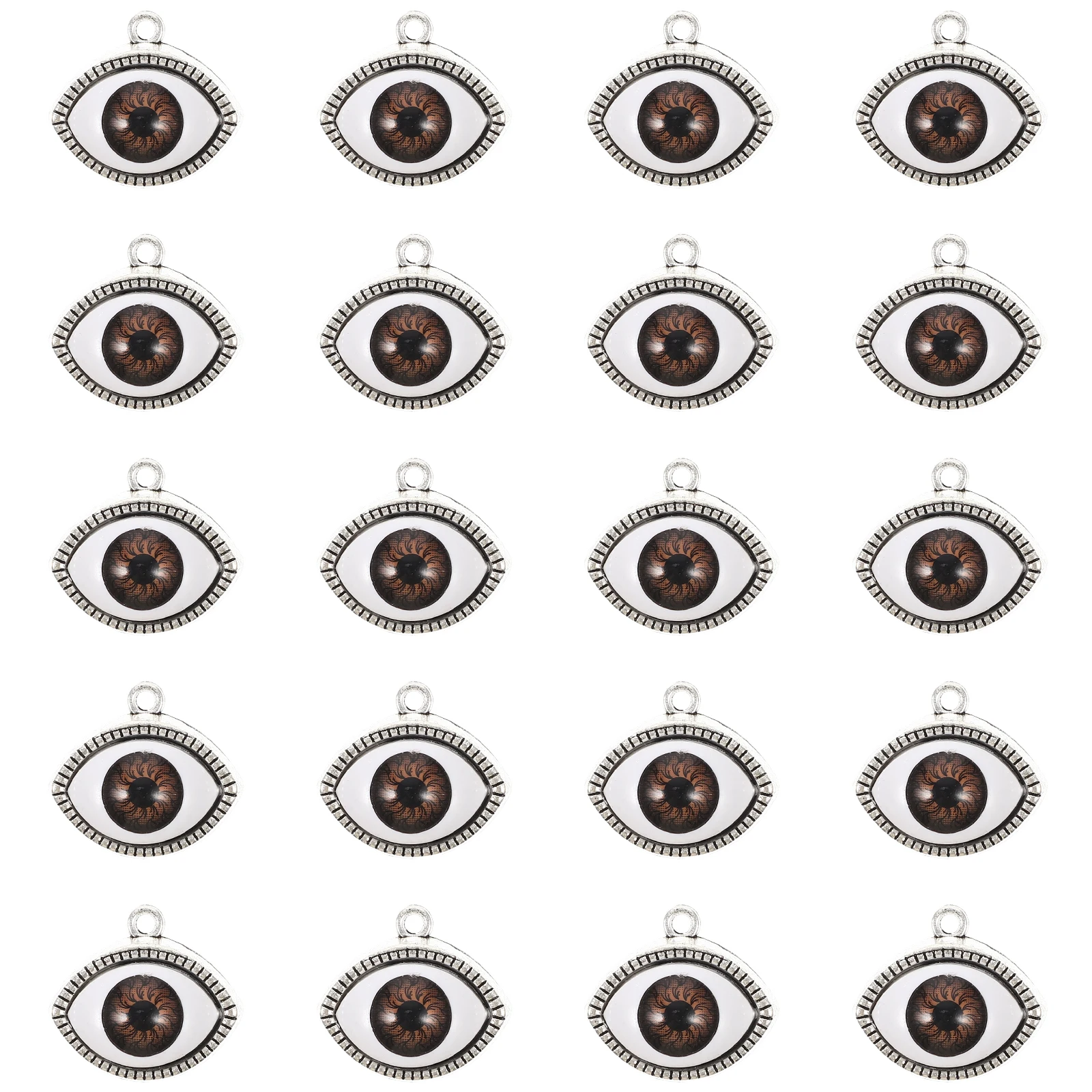 

20 Pcs Eye Pendant Necklace Making DIY Pendants Bracelet Women Brown Alloy Evil Eye Charms Jewelry Accessories Necklace Pendants