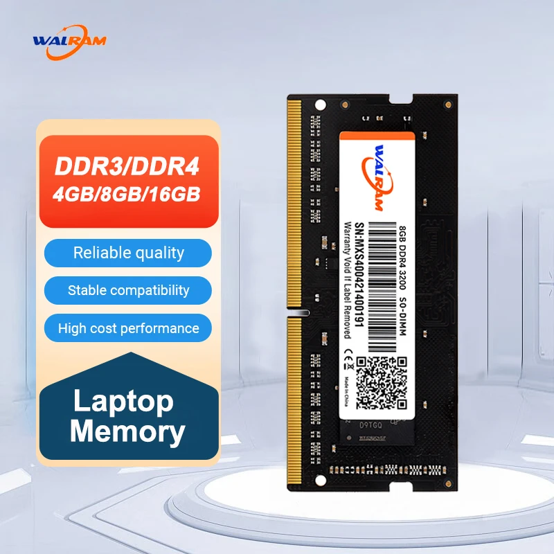

WALRAM Memoria Ram DDR3 1600MHz DDR3L 8GB 4GB DDR4 16GB 3200MHz 2666MHz 2400MHz 1.2V 1.5V Laptop Notebook Sodimm Internal Memory