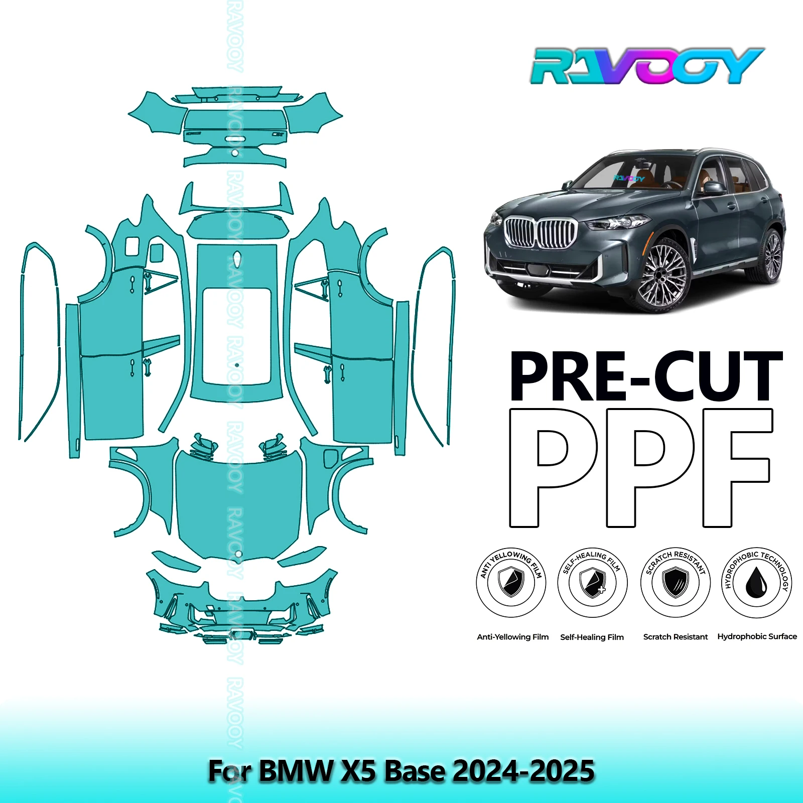 

Car Precut PPF Paint Protection Film Full Vehicle For BMW X5 Base 2024-2025