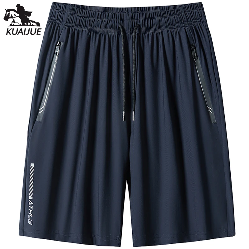 Calça casual de seda no gelo masculina, shorts de secagem rápida, moletom fitness, curta, 6XL, 7XL, 8XL, Z802, novo, verão