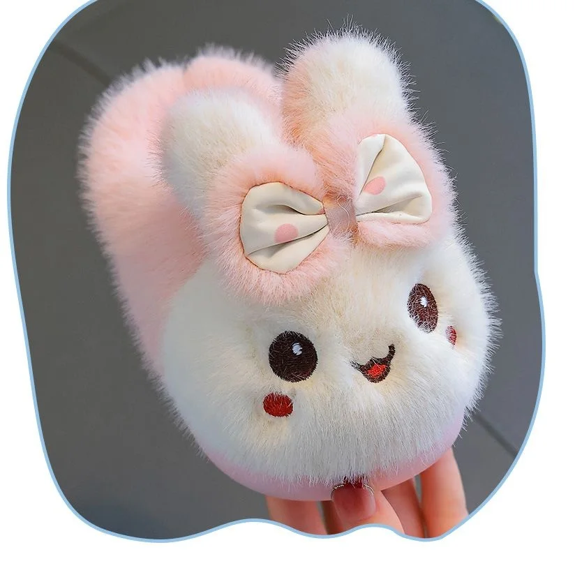 Picture 4: Adorable Smiling Rabbit Plush Slippers For Kids Winter Cozy Indoor Slide Shoes Toddler Anti Odor Boys Girls Home Mules Slippers