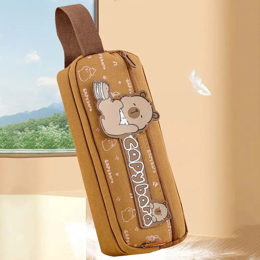 New Multi-layer Capybara Pen Bag Multifunctional Cartoon Stationery Bag Large Capacity Pencil Case Student