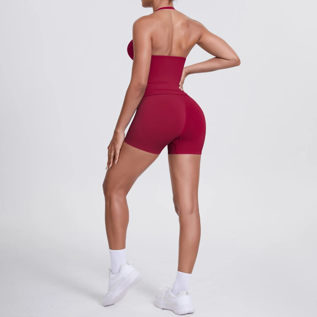 

New Woman Yoga Vest Gym Shorts Set High Stretch Hip Push Up Yoga Shorts Summer Running Workout Backless Fitness Top Yoga Suit