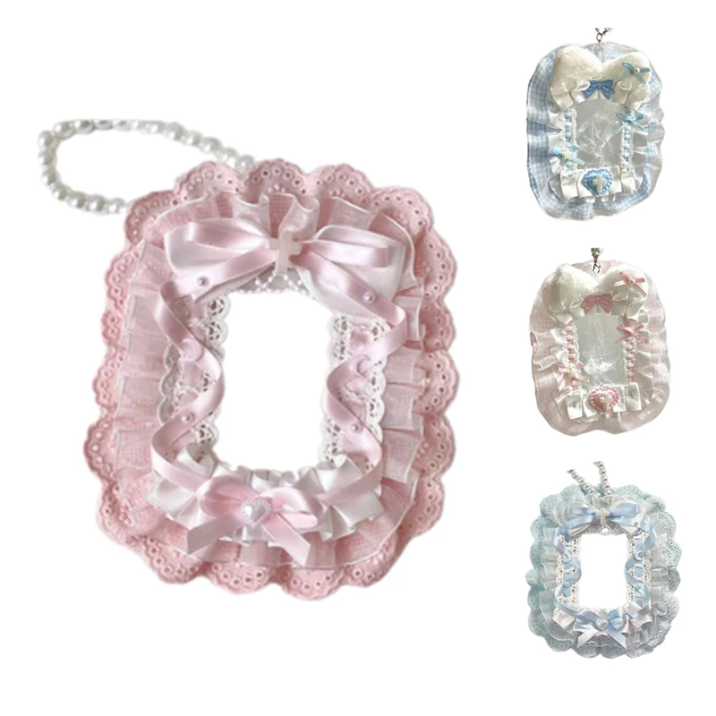 Kawaii Handmade Lace Photocard Holder Card Case for Students K- Fans Photo Protective Cover Cute Ribbon Bow ID Badge Holder