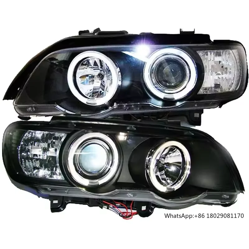 X5 E53 LED Head Lights LED Angel Eyes 1999-2002 year black housing Sonar