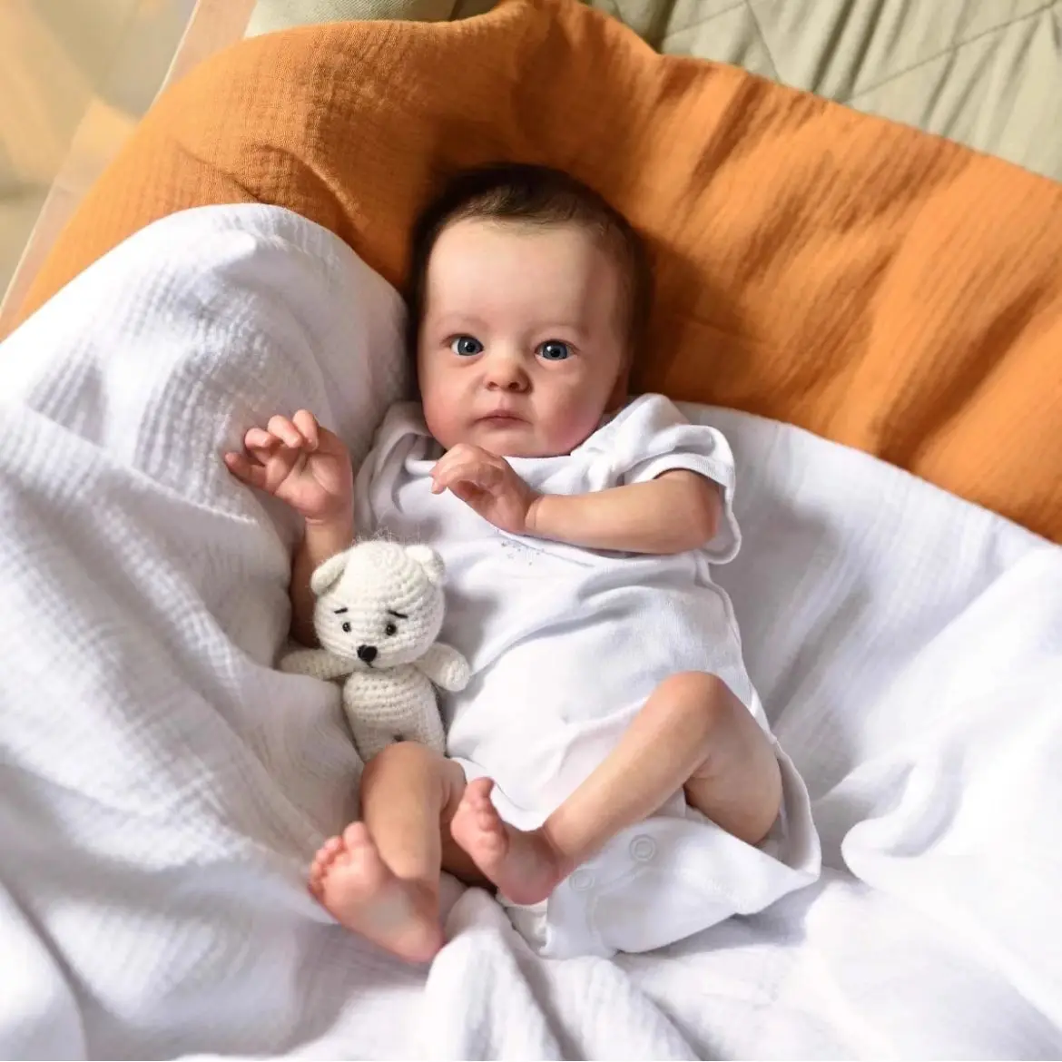 16" lebensechte wiedergeborene Babypuppe, ultra-realistisches Sammlerstück in Neugeborengröße mit handbemalter 3D-Hautstruktur