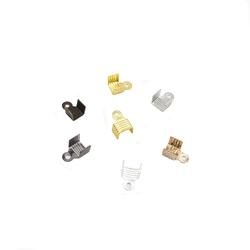 100-200Pcs 3 4 5 8mm Cord End Clip Fold Three-Wire Clasp Diy Jewelry Findings Crimp End Caps For Jewelry Making Supplies