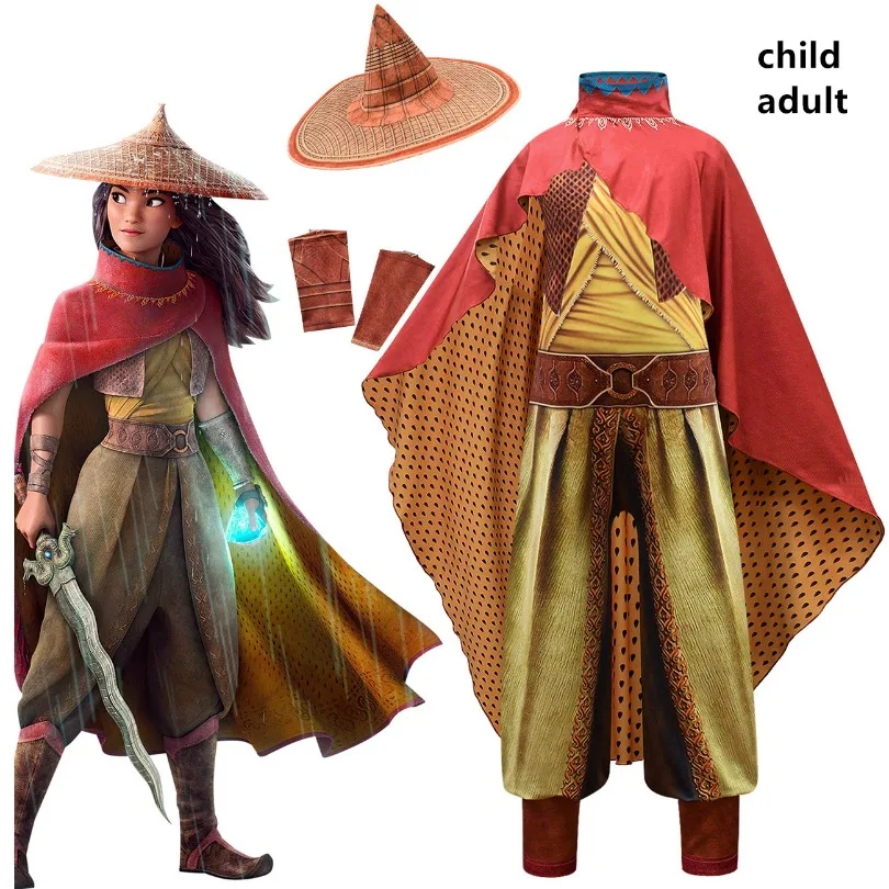 Disfraz de Cosplay de la película Raya y el último dragón Legend, conjunto de fantasía de Raya, disfraz de actuación para adultos y niños