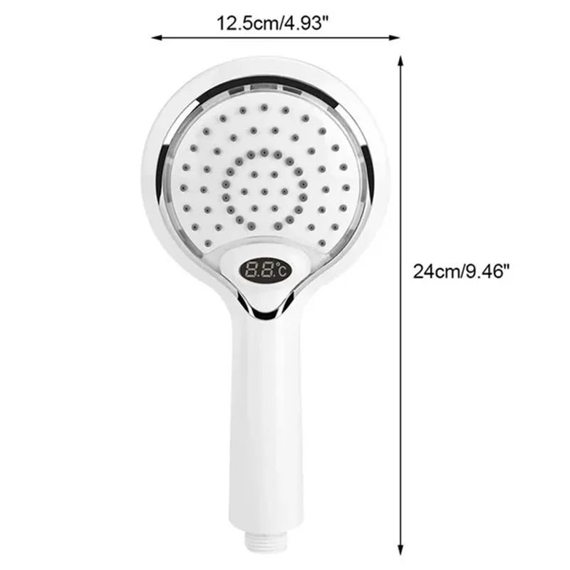 LED Shower Shower Head Digital Display 3 Colors Temperature Controlled Discoloration Water Powered Bathroom Hardware Accessories