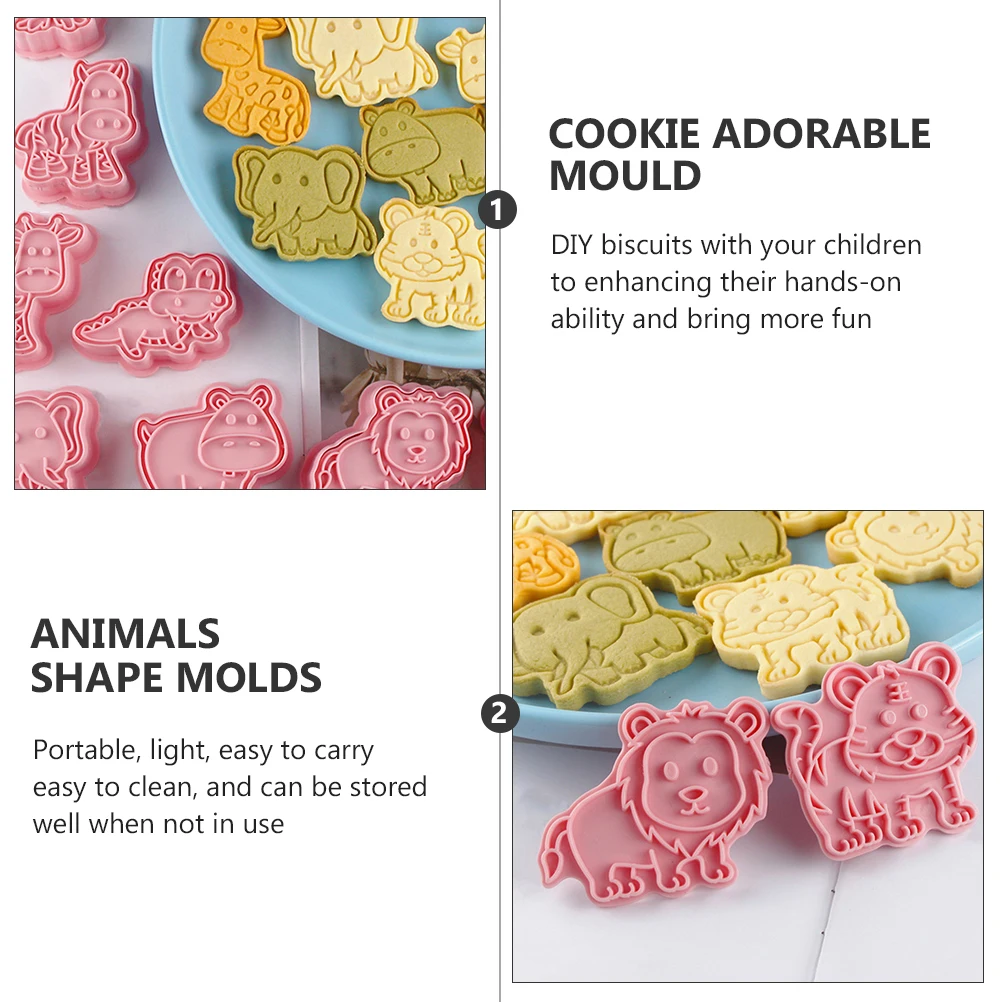

8 Pcs Creative Animals Shape Molds Biscuit Molds 3D Baking Mould Cookie Adorable Set