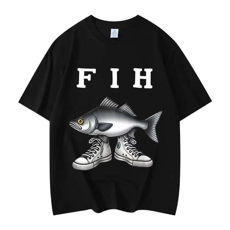 أحذية Divertido Fih Misspelled Fish Meme camisetas Graficas moda deventa al poramento camisetas de manga corta للجنسين كاجوال