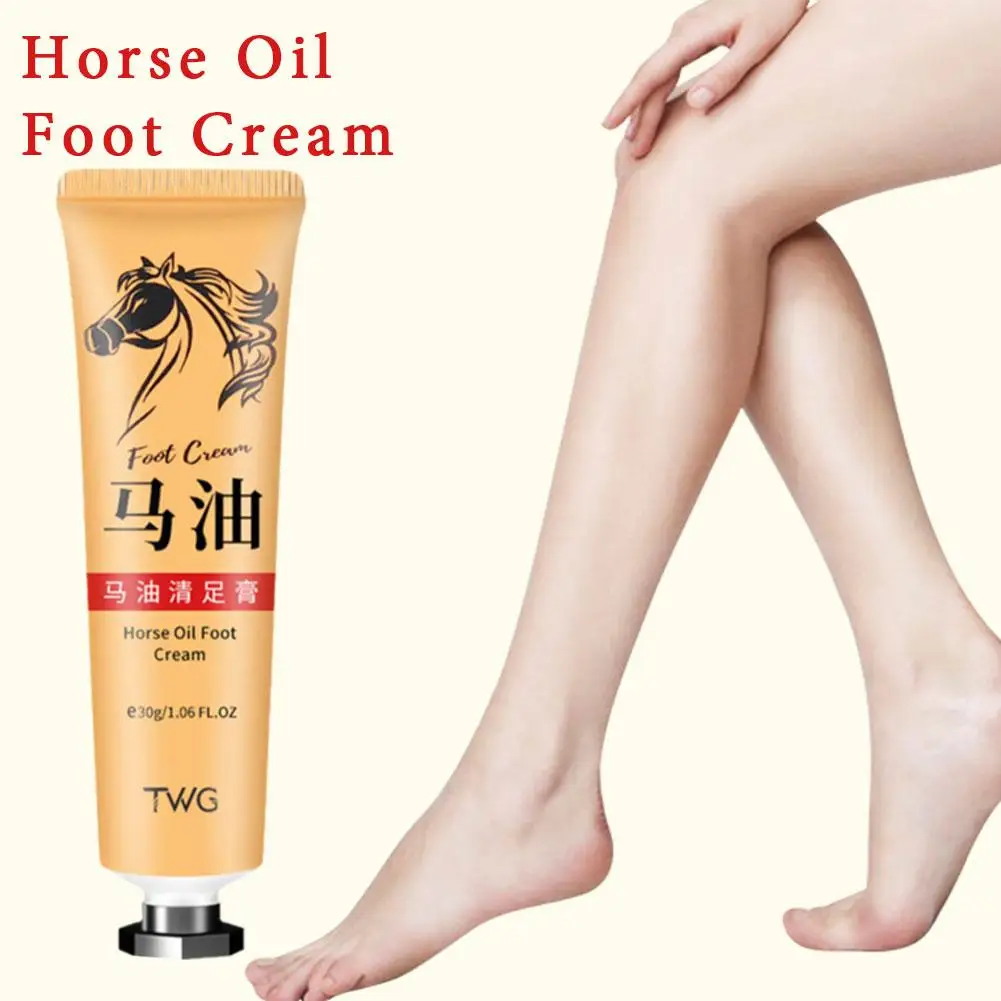 Crema antigrietas para pies, reparación de talón agrietado, aceite de caballo, 30g, crema para el cuidado de la piel suave y muerta, eliminación de piel antisecado, callos de pies H6T5