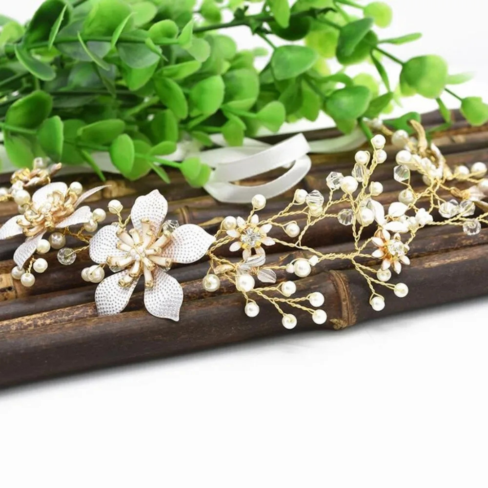 

Цветочный свадебный обруч для волос со стразами/жемчугом, головной убор невесты, жемчуг, корона, повязка на голову, сказочный роскошный обруч для волос с кристаллами, тиара