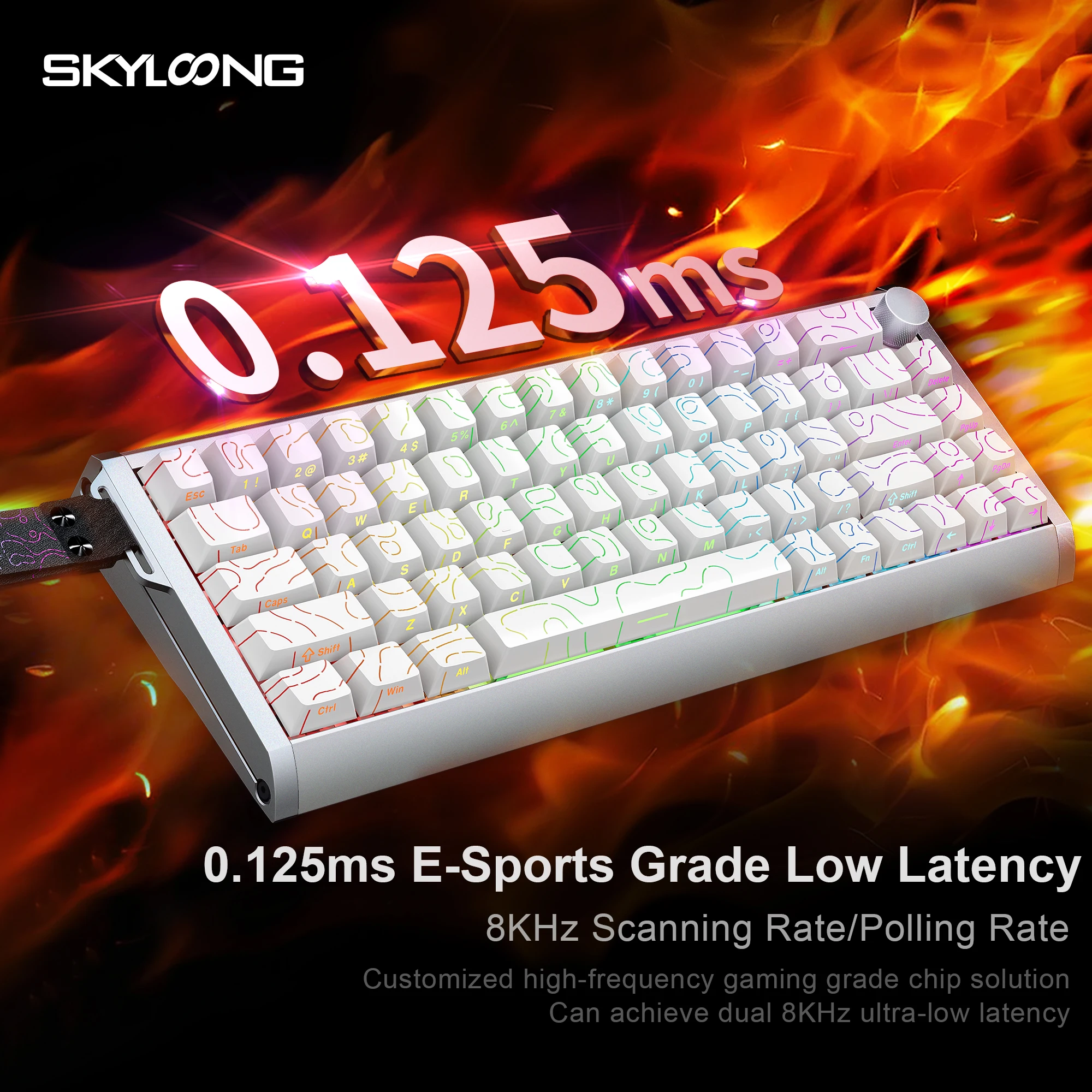 SKYLOONG GK68 Mix TMR Wireless Gamer Keyboard 8Khz Aluminum Shell PBT Keycap South Face RGB Backlit Custom Keyboard with Knob