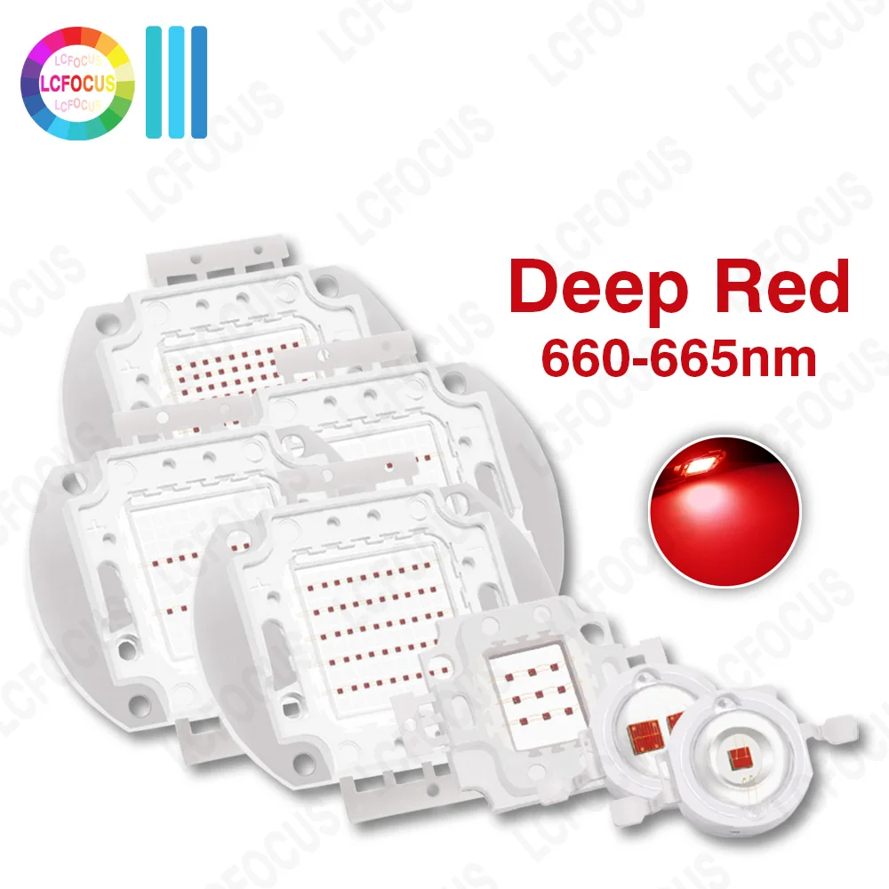 Alta calidad 1W 3W 5W 10W 20W 30W 50W 100W LED Luz de crecimiento Rojo intenso 660nm 665nm COB Crecimiento LED Chip para plantas de interior Acuario