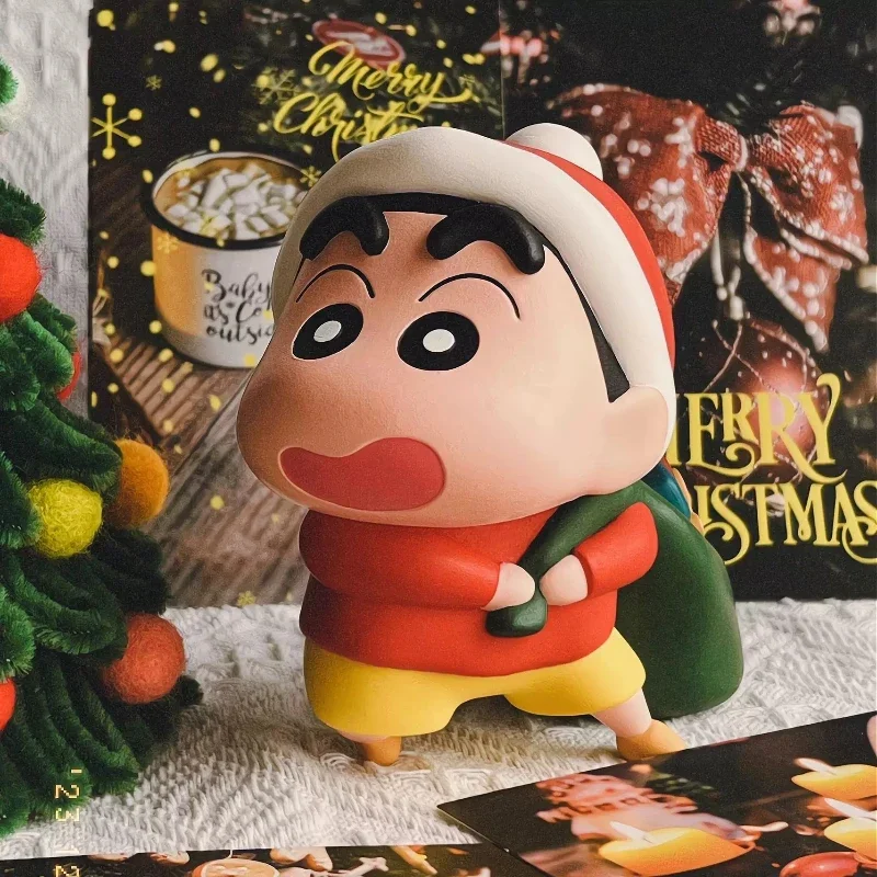 Anime Kerst Poppen Crayon Shin-chan Actiefiguren Nohara Shinnosuk Figuur Kerstman Model Geschenken PVC 13 CM Decoratie speelgoed