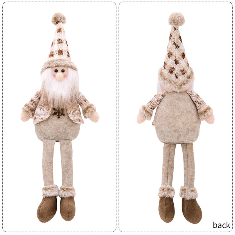 Adornos de muñecos de Navidad de estilo nórdico, muñeco de nieve de Papá Noel, muñeco de alce con pierna colgante, adornos navideños para el hogar
