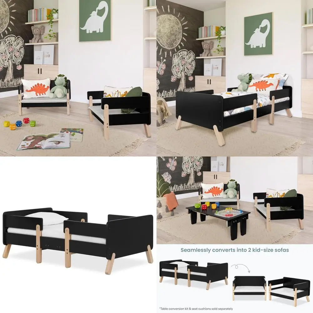 

Eco-Friendly Black Toddler Bed with New Zealand Pine, JPMA & Greenguard Gold, Safe Finish