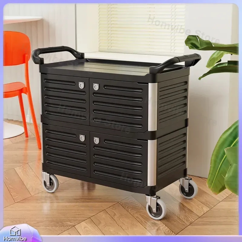 Three Tier Dining Cart Hotel Tableware Trolley Restaurant Bowl Collection Cart with Wheels Plate Busser Trash Bin