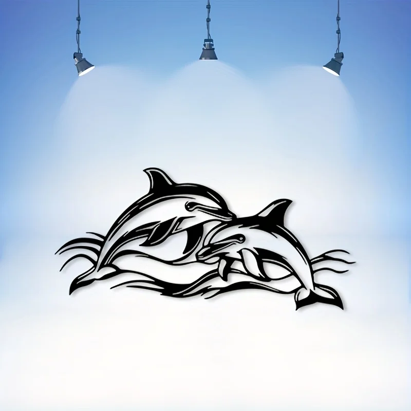 Dolphin Iron Metal Wall Art, Ocean Animal Wall Decor for Living Room Garden, Coastal Home Gift