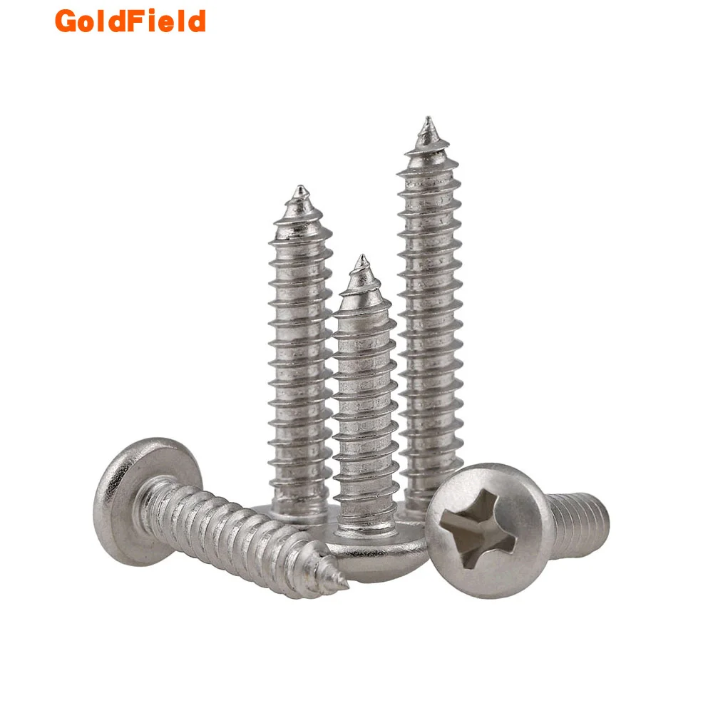 304 Stainless Steel Round Head Self Tapping Screw, Wood Screw, Cross Groove Pan Head Screw GB845 M1*2.5/3/3.5/4/4.5/5/6/7/8