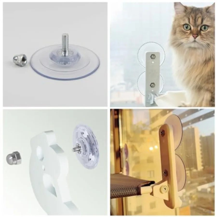 4 szt. Zamienniki przyssawek do legowiska dla kota na okno z śrubami, 85 mm, wytrzymałe, mocne uchwyty wiszące, przyssawki do legowiska dla kota na okno