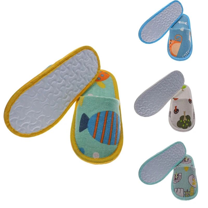 

5 пар домашних тапочек с героями мультфильмов, детские дорожные спа-портативные складные одноразовые туфли, детские домашние удобные тапочки для гостей