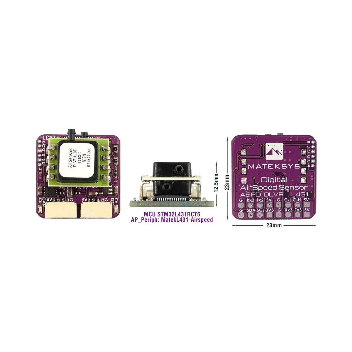Matek ASPD‑DLVR Digital Airspeed Sensor DLVR‑L10D DroneCAN I2C AP_Periph For ArduPilot Fixed‑Wing VTOL RC Aircraft