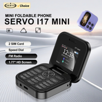 SERVO i17 Mini Flip Mobile Phone Magic Voice Flashlight Blacklist FM Radio 1.77‘’ Screen Small Foldable Cellphones 2 SIM Standby