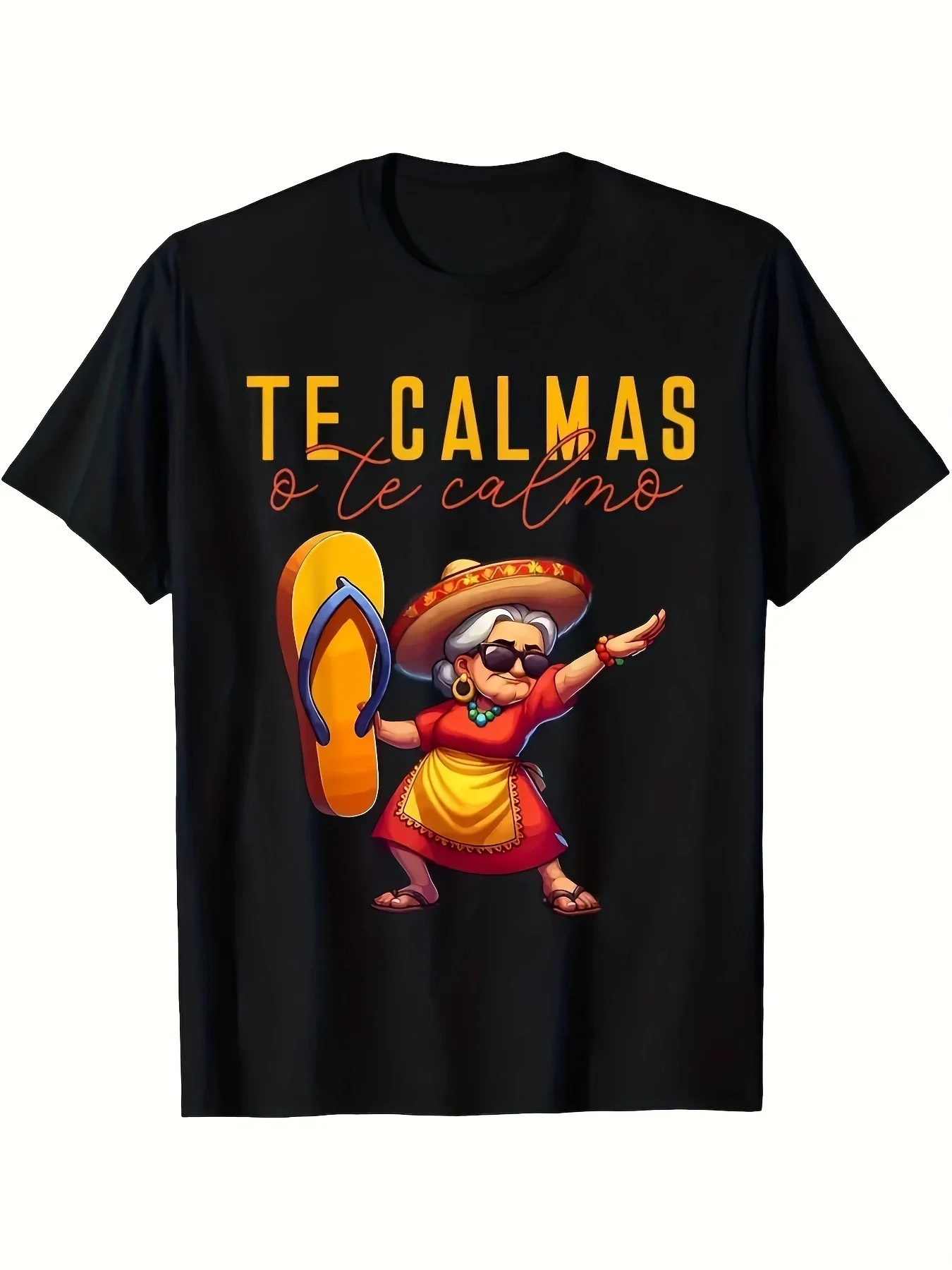Camiseta vibrante del patrimonio mexicano, camiseta gráfica divertida de ajuste relajado para mamás, expresión española, Te Calmas O Te Calmo