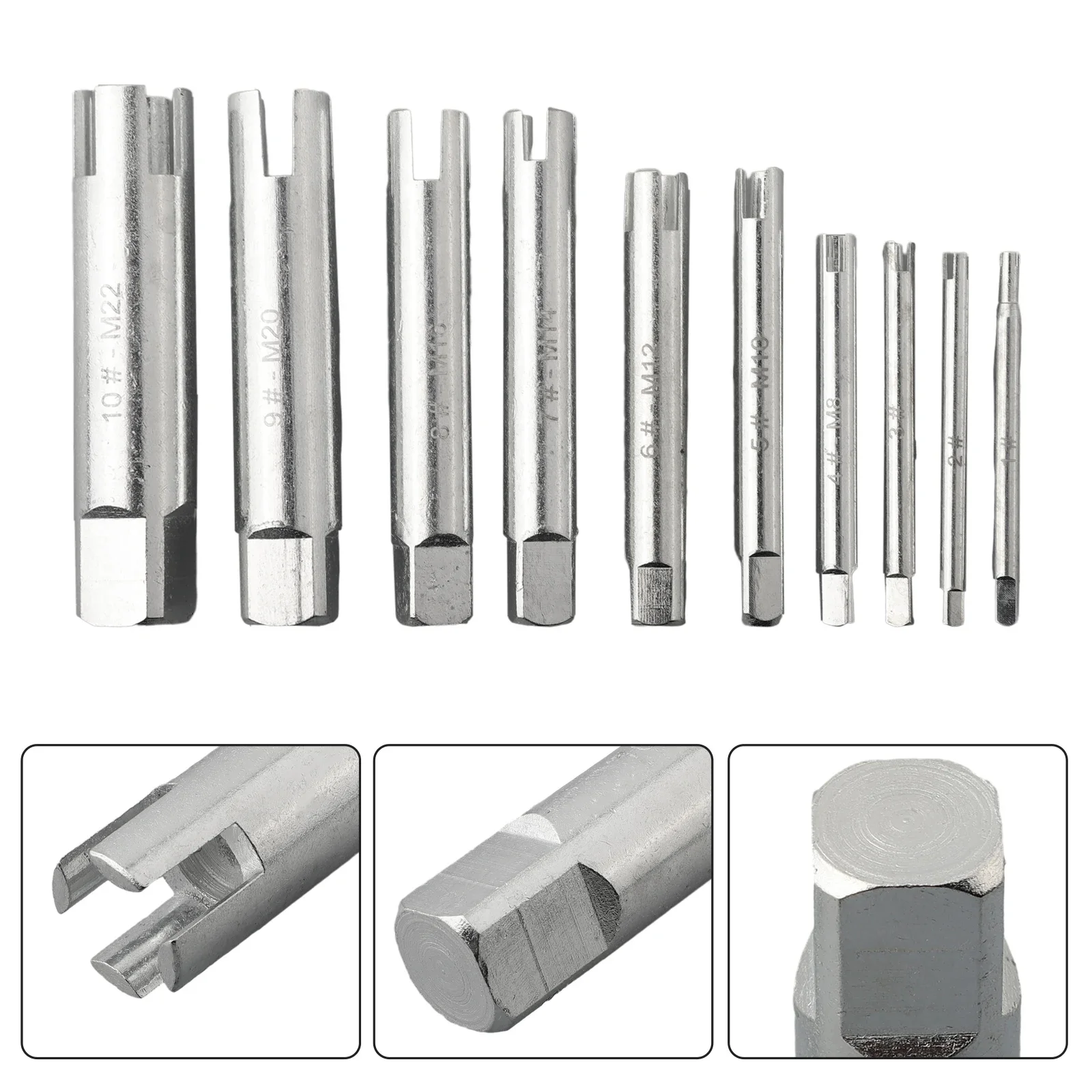 

10pcs-M22 Remove Stripped Damaged Bolt Screw Tap Extractor Guide Set Broken Screw Tap Remover Tool Drill Bit Power Tool