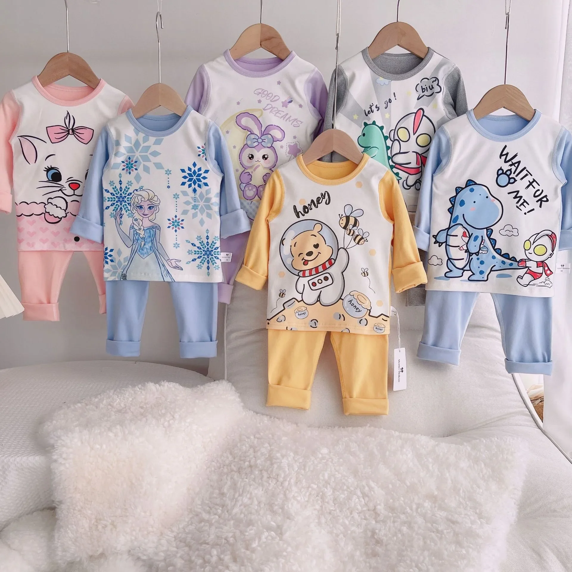 Autumn and Winter Children's Clothing New [high Waist Belly Care] Warm Set De Velvet Belly Care Home Wear Men and Girls Pajamas