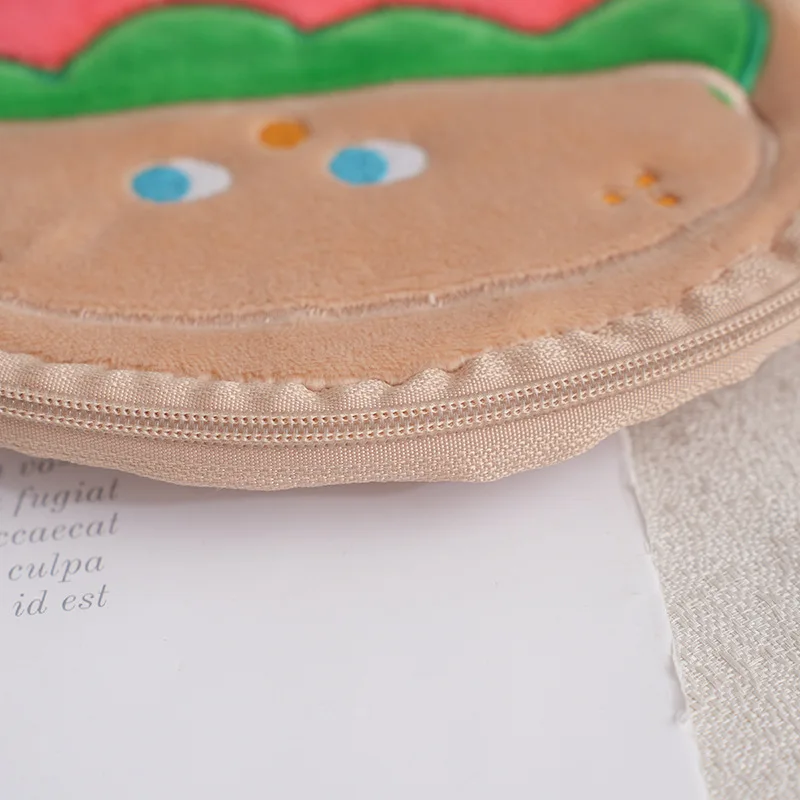 Children's Coin Purse Cartoon Creative Women Wallet Coin Storage Bag Plush Headphone Bag Hamburger Zip Key Holder Headphone Bag