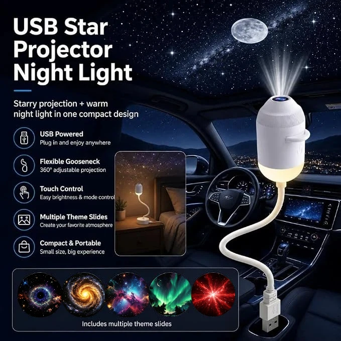 New Intelligent Holographic Night Light Projector Plug Play Hd Star Projector 360° Adjustable Galaxy Ocean Lamp Bedroom Ceiling