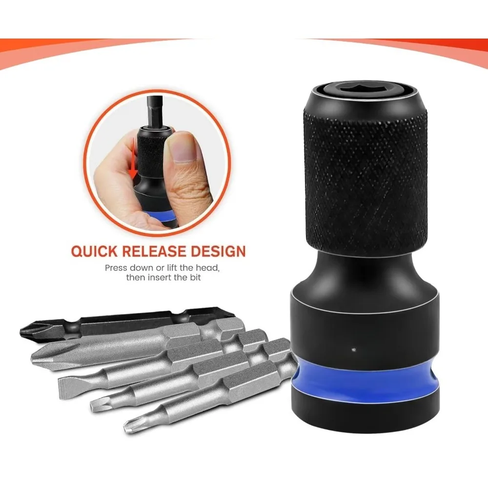 1/2-Inch Impact Hex Converter for Screwdriver Bit Square Drive to 1/4-Inch Quick Release Hex Socket Wrench Adapter