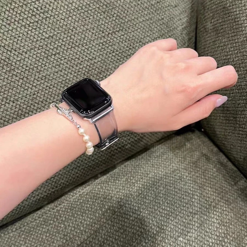 Glacier Transparentes Armband für Apple Watch 49mm 38 40 41 42 46 44 45mm Klares Armband für iWatch Series 12 11 10 9 8 7 se 6 5 4