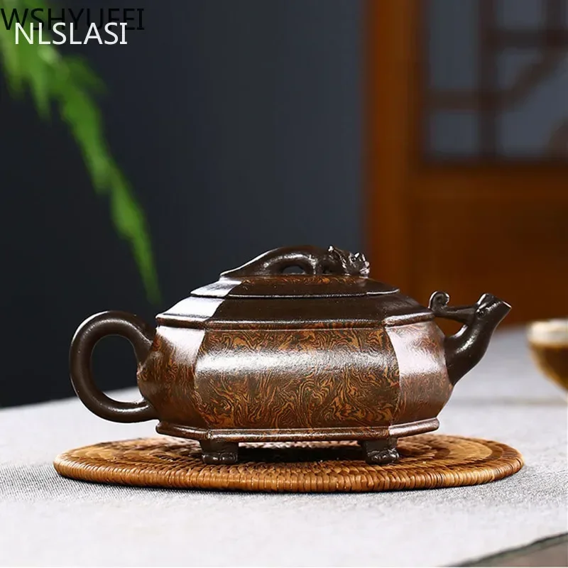 Yixing Retro Tea Pot Handmade Boutique Purple Clay Teapots Raw Ore Beauty Kettle Chinese Tea Ceremony Customized Gifts 210ml