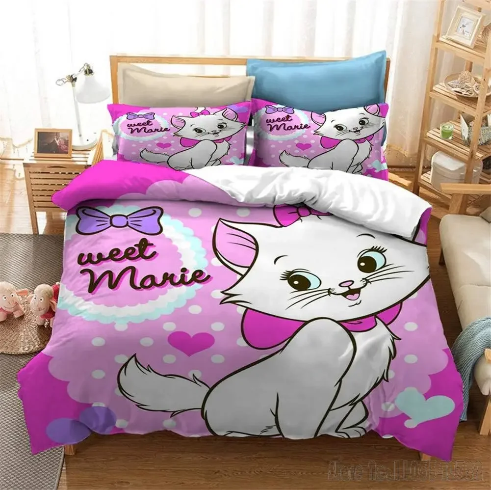 

3D Print Cartoon Marie Cat Duvet Cover Set HD Comforter Cover for Kids Bedding Sets Bedclothes Bedroom Decor