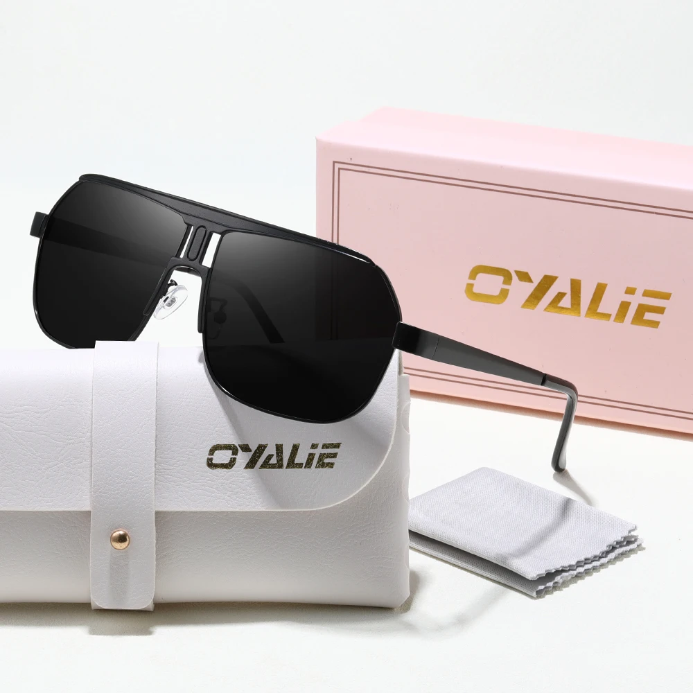 نظارات شمسية عصرية فاخرة للرجال من Oyalie متغيرة الألوان، نظارات شمسية بإطار معدني كلاسيكي للرجال، نظارات قيادة للسفر
