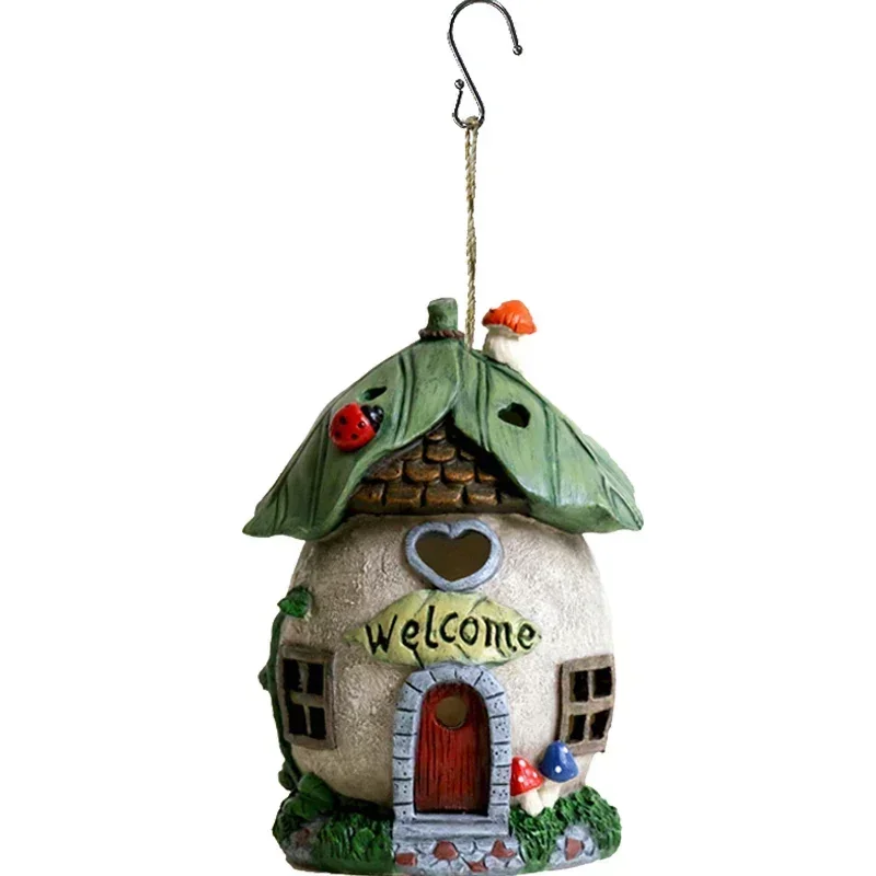 

Garden decoration courtyard balcony creative ornament solar light outdoor pendant small house light landscape resin model
