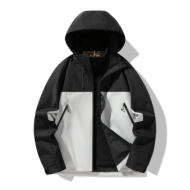 شتاء جديد الرجال موضة سترات للتنزه 3 في 1 رشاقته الدافئة جاكيتات الرجال Windptoof غير نافذ للمطر الرياضة في الهواء الطلق مقنعين معاطف