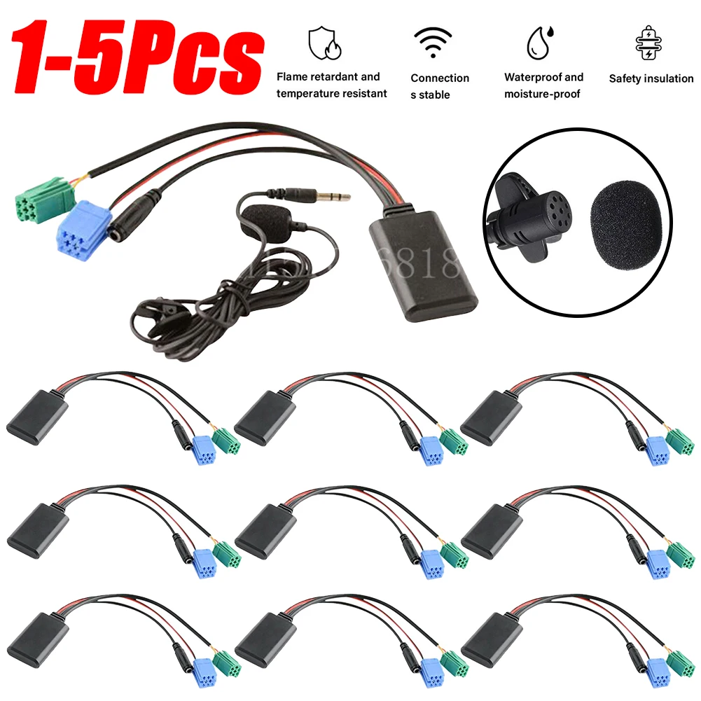 Car Bluetooth-Compatible Module AUX Adapter MIC Handsfree 6Pin AUX Cable for Renault Espace Kangoo Megane Laguna 2005-2011