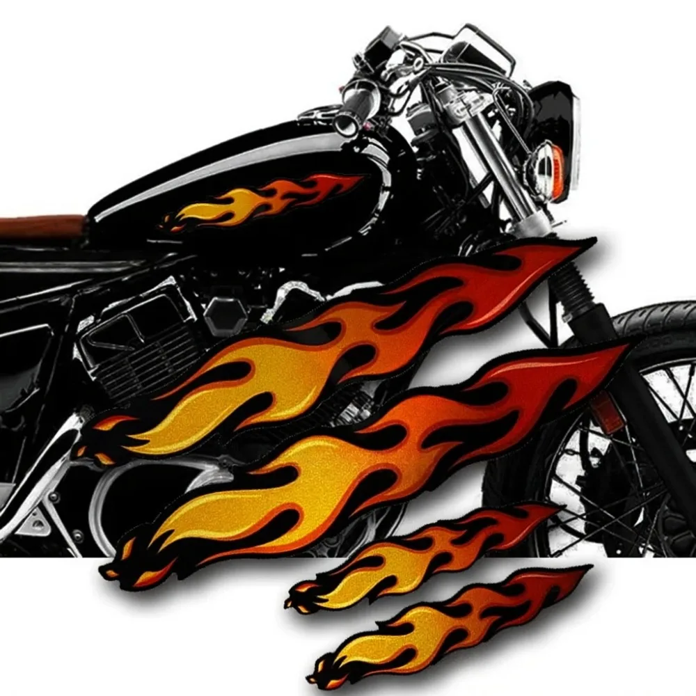 Classic Flame Motorcycle Tank Fairing Vinyl Decal Sticker Set Waterproof Self-Adhesive for Car Truck Helmet