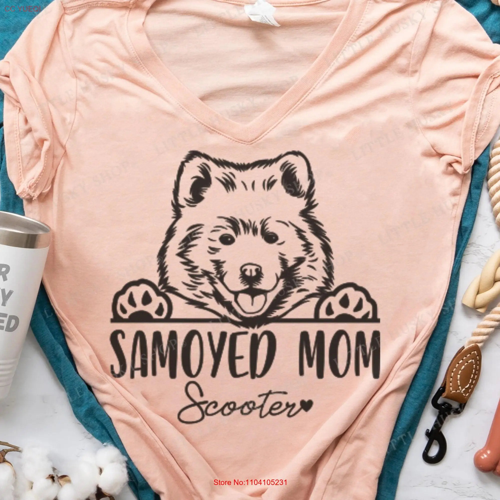 Samoyed Mom T Shirt Personalized with YOUR Dog's Name Peeking Dog Soft Idea Puppy Love long or short sleeves