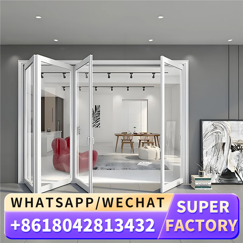 House Glass Aluminum Sliding Doors Frame Exterior Folding Door Aluminium Bifold Patio Glass Prices Entrance Aluminum Door