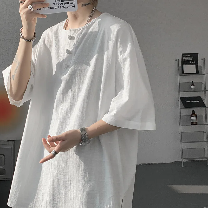 Breathable Linen Short Sleeve Shirt for Men Lightweight Summer Casual Pullover Top Comfortable Relaxed Fit 2025 Trendy Vacation