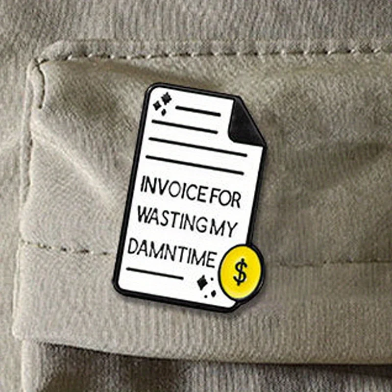 Novelty Invoice Design Enamel Brooch Pin Statement Accessory for Clothing and Bags