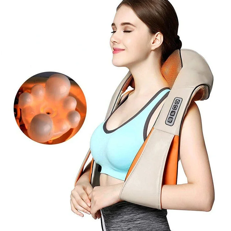 

U Shape Electrical Shiatsu Back Neck Shoulder Body Massager Infrared Heated 4D Kneading Car/Home Massage Shawl Device